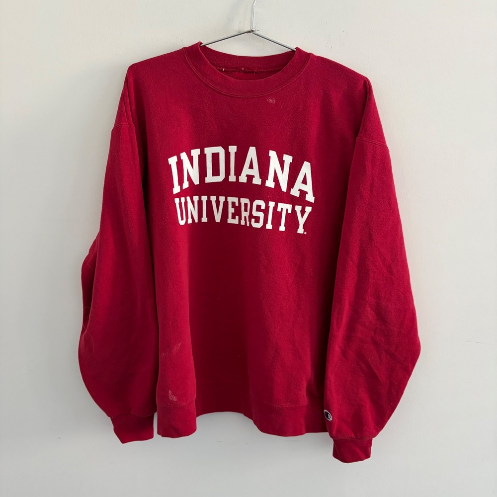 Champion Indiana University Sweatshirt Red Crewneck Large